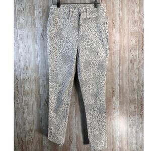 Seven7 Skinny Jeans Womens 6 Ivory Gray Leopard Animal Print Curvy Stretch Denim